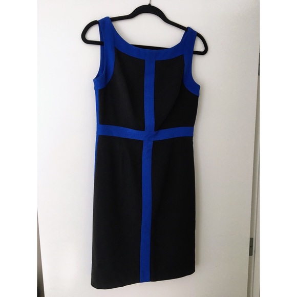Ellen Tracy sheath dress in vivid blue and black - Picture 1 of 6
